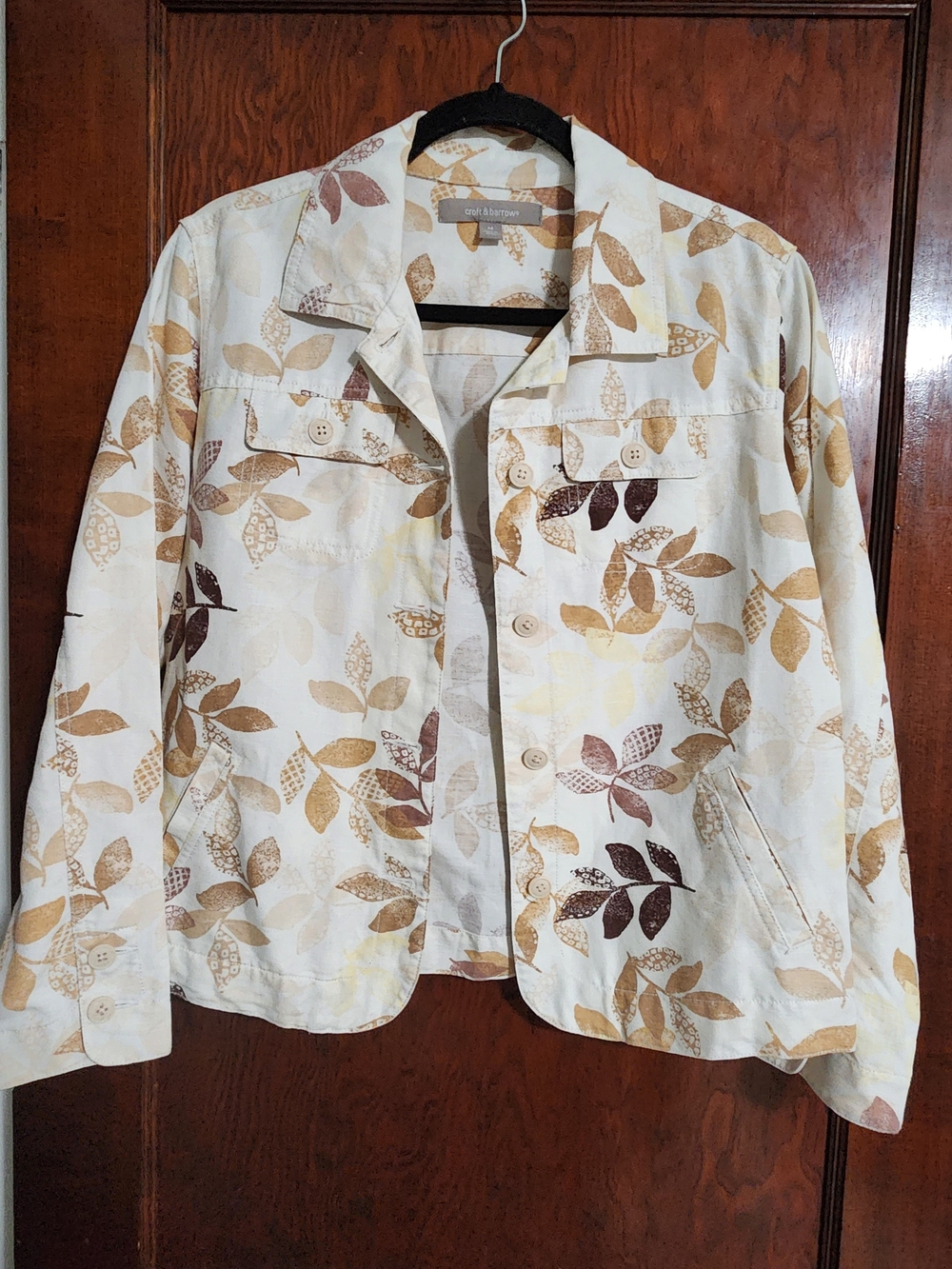 Croft & Barrow Leaf Print Button-Down Shirt Jacket Shacket NWOT - Medium